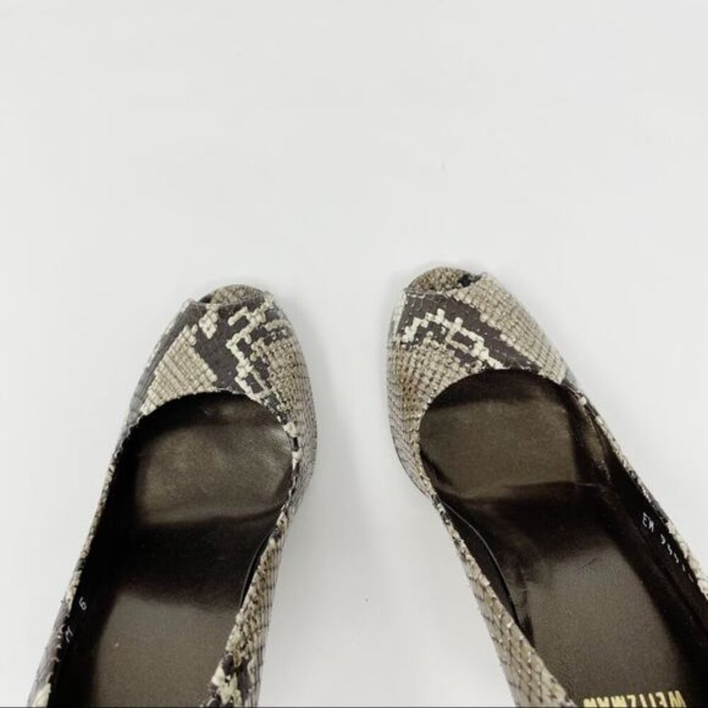 Stuart Weitzman Snakeskin Python Leather Peep Toe… - image 5